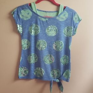 Justice size 12 Sequined Swirl Knotted Top